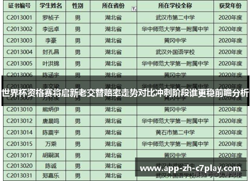 世界杯资格赛将启新老交替赔率走势对比冲刺阶段谁更稳前瞻分析