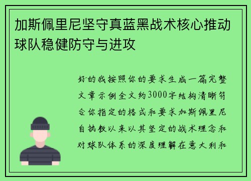 加斯佩里尼坚守真蓝黑战术核心推动球队稳健防守与进攻